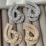 Pave crystal s shape earrings
