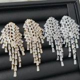 Pave crystal leaf earrings