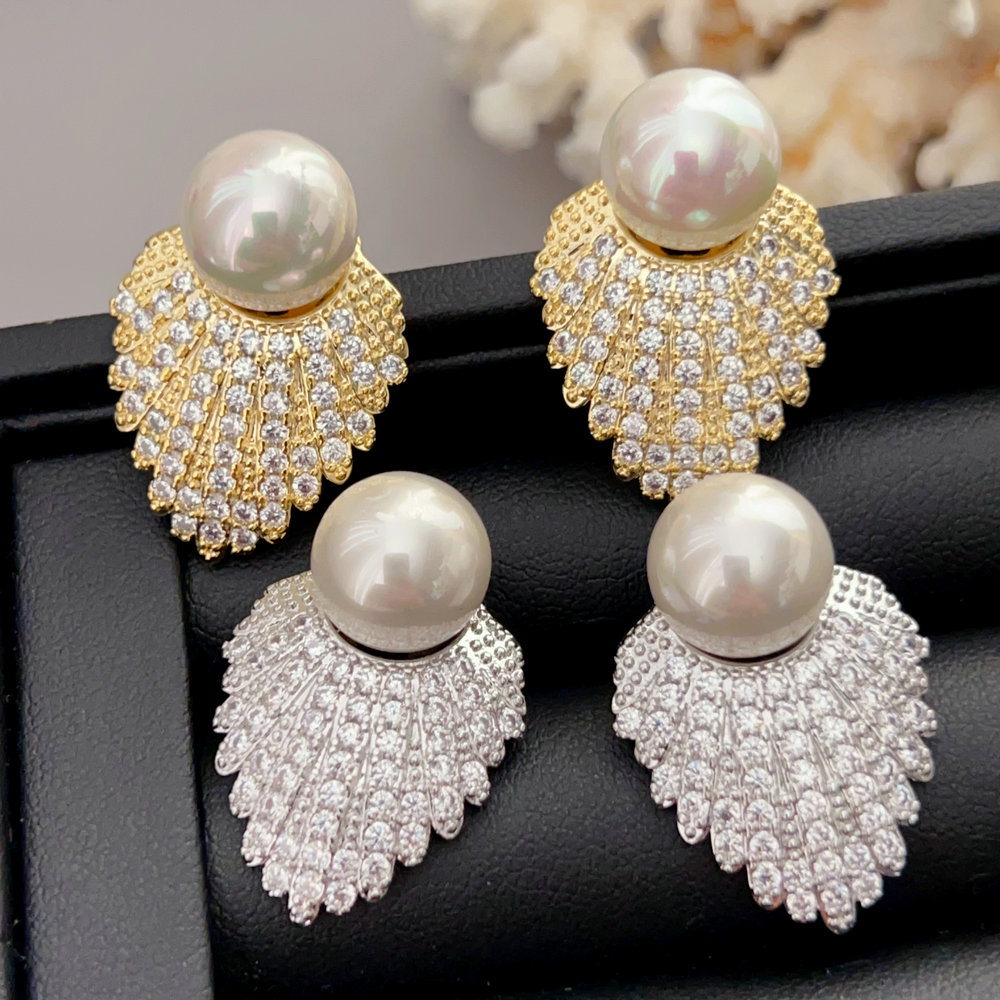 Pave shell shape earrings