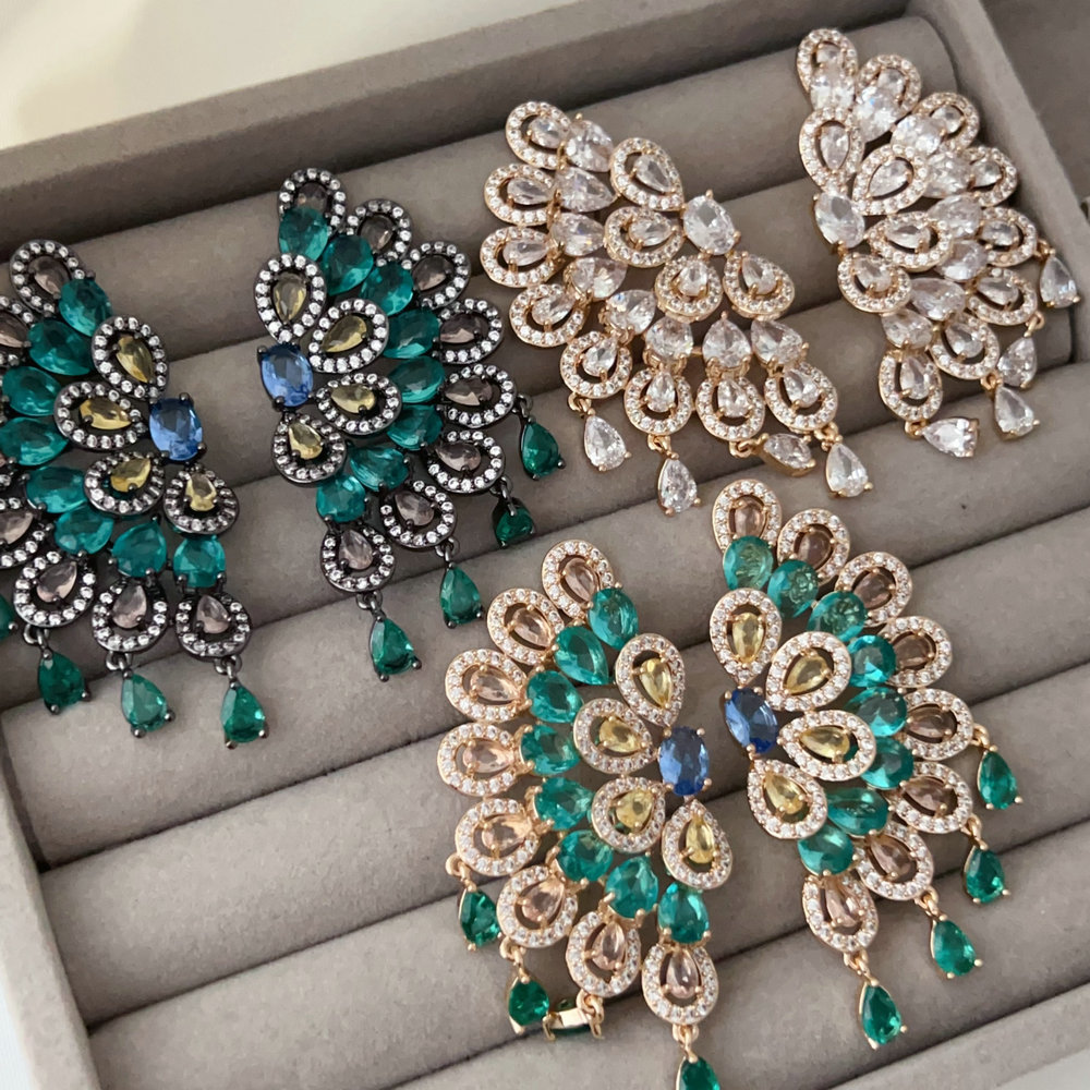 Pave chunky zircon earrings
