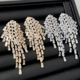 Pave crystal leaf earrings
