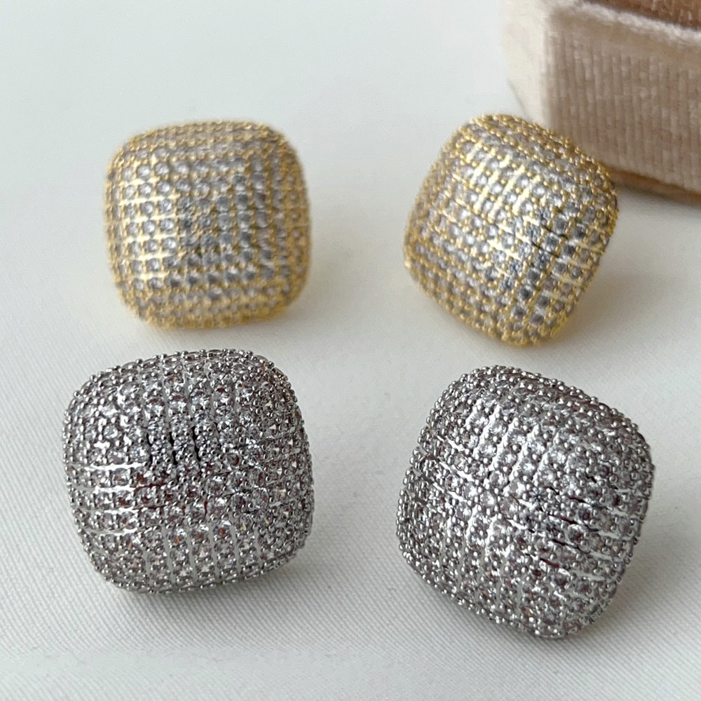 Pave square earrings