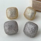 Pave square earrings