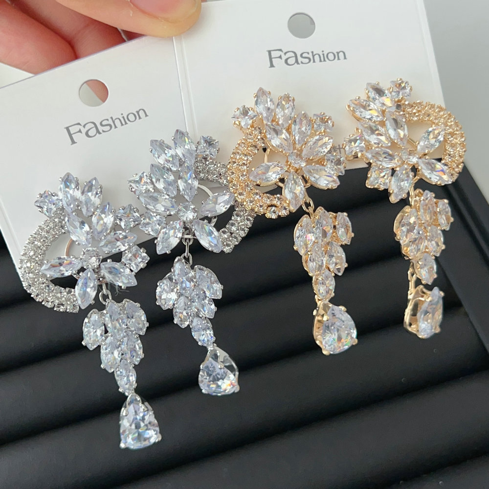 Pave flower earrings