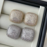 Pave square earrings