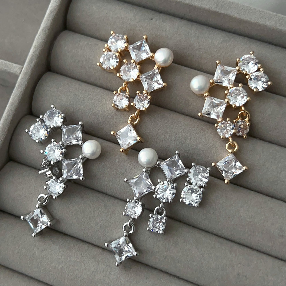 Pave zircon earrings