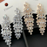 Pave crystal leaf earrings