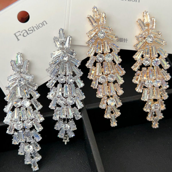 Pave crystal leaf earrings