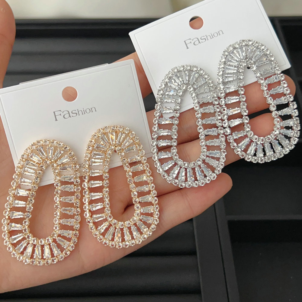 Pave crystal u shape earrings