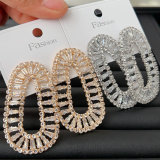 Pave crystal u shape earrings