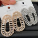 Pave crystal u shape earrings