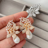 Pave flower earrings