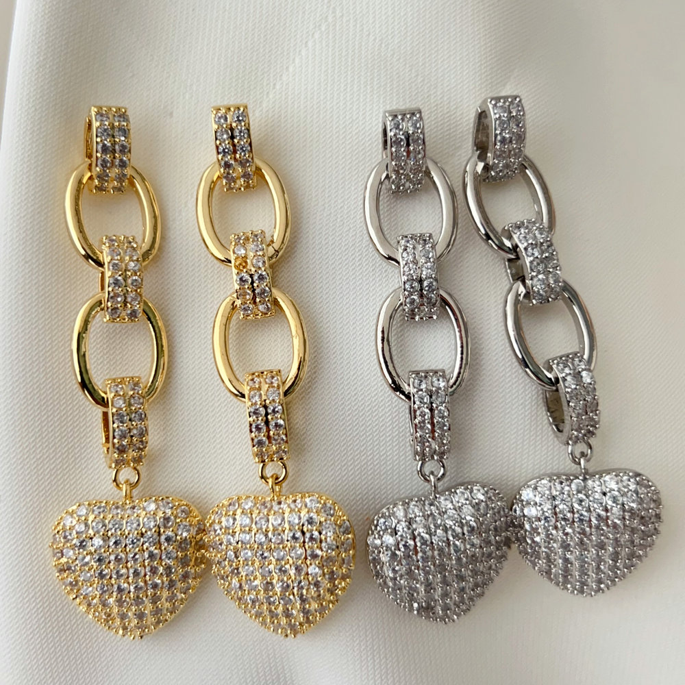 Pave heart earrings