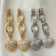 Pave heart earrings