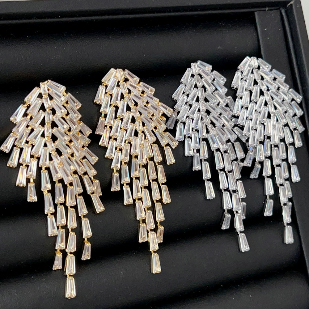 Pave crystal leaf earrings