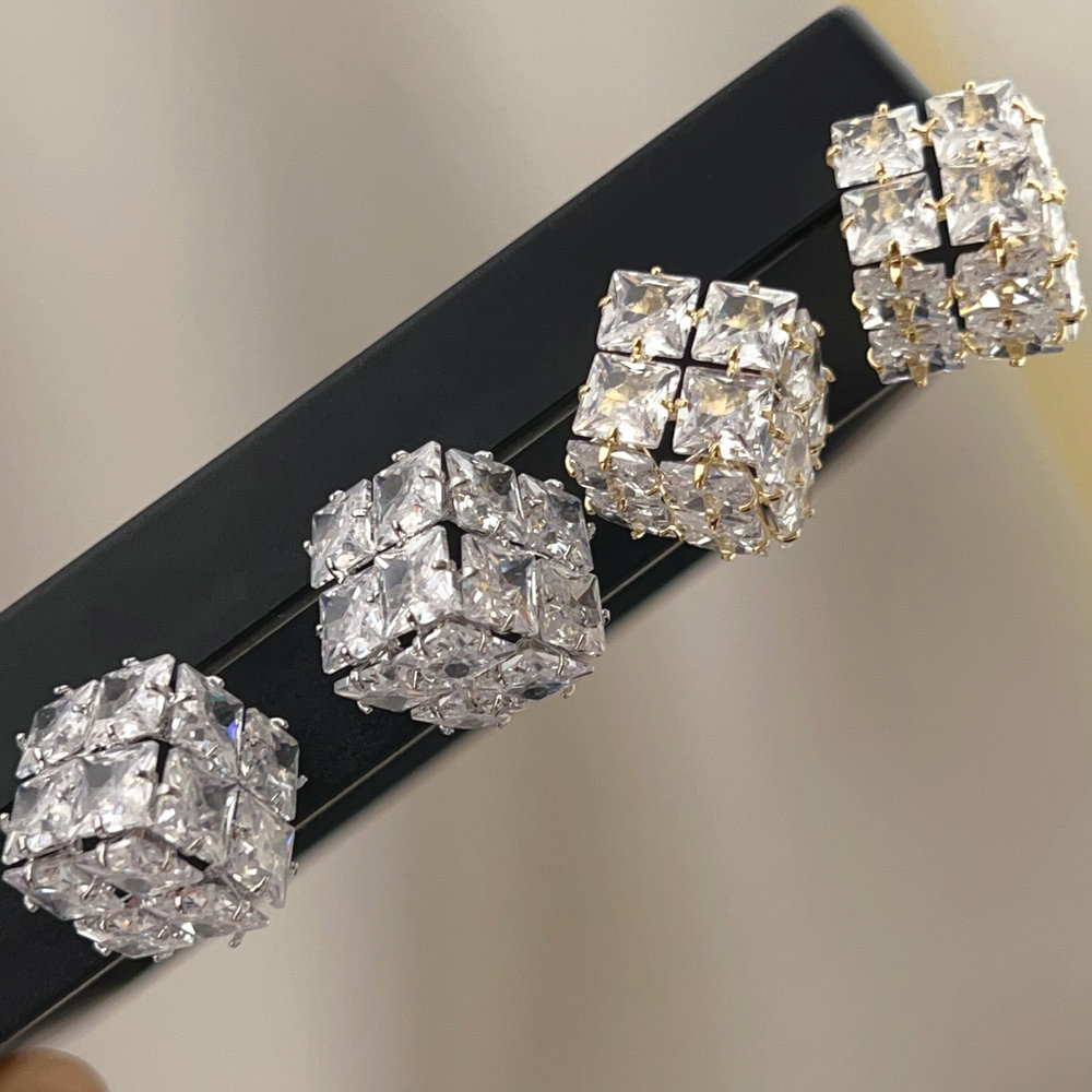 Pave dice earrings