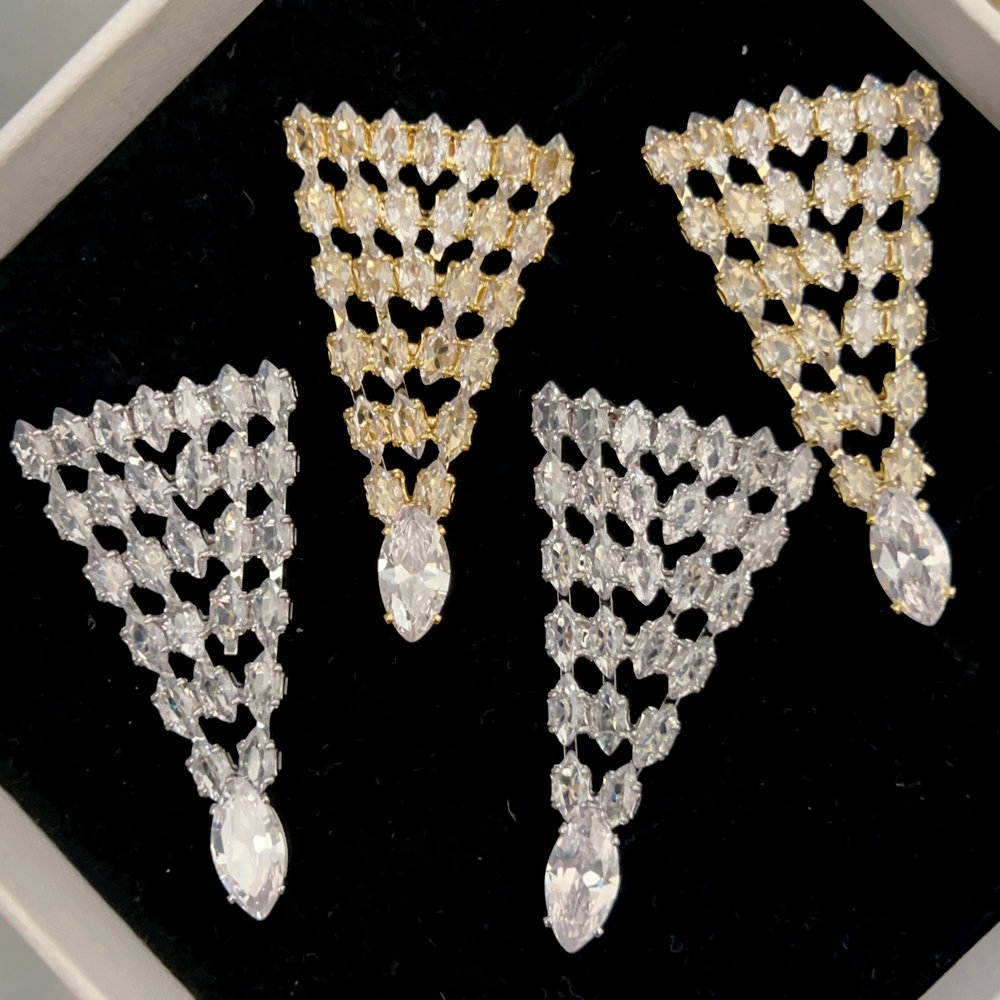 Pave triangle earrings