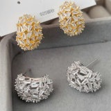 Pave moon earrings