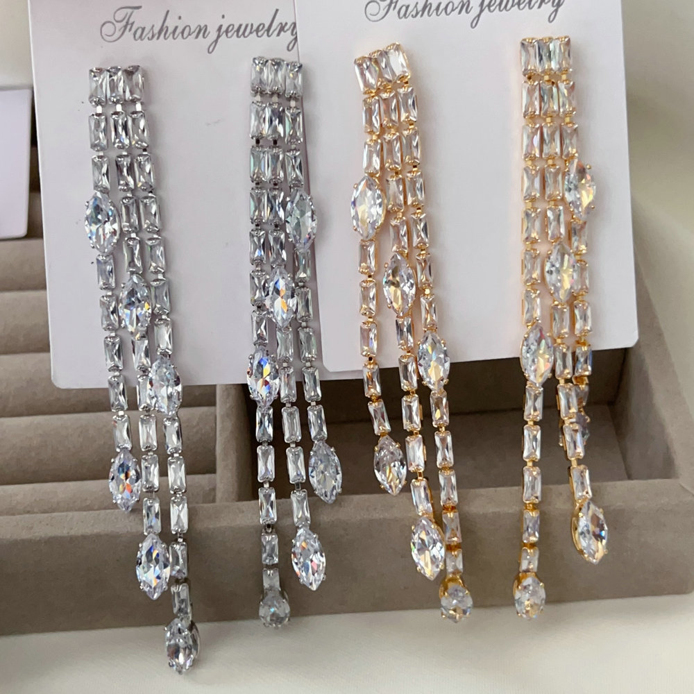 Long crystal earrings