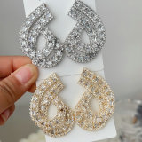 Pave crystal s shape earrings