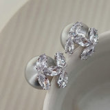 Channel grey pearl earrings