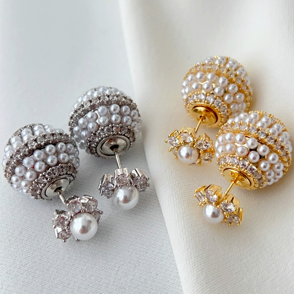 Pearl ball earrings