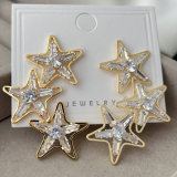 Pave crystal star earrings