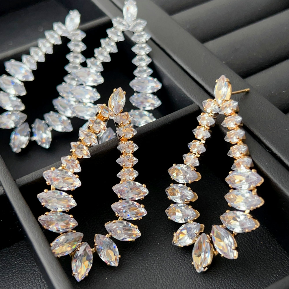 Pave water drop earrings