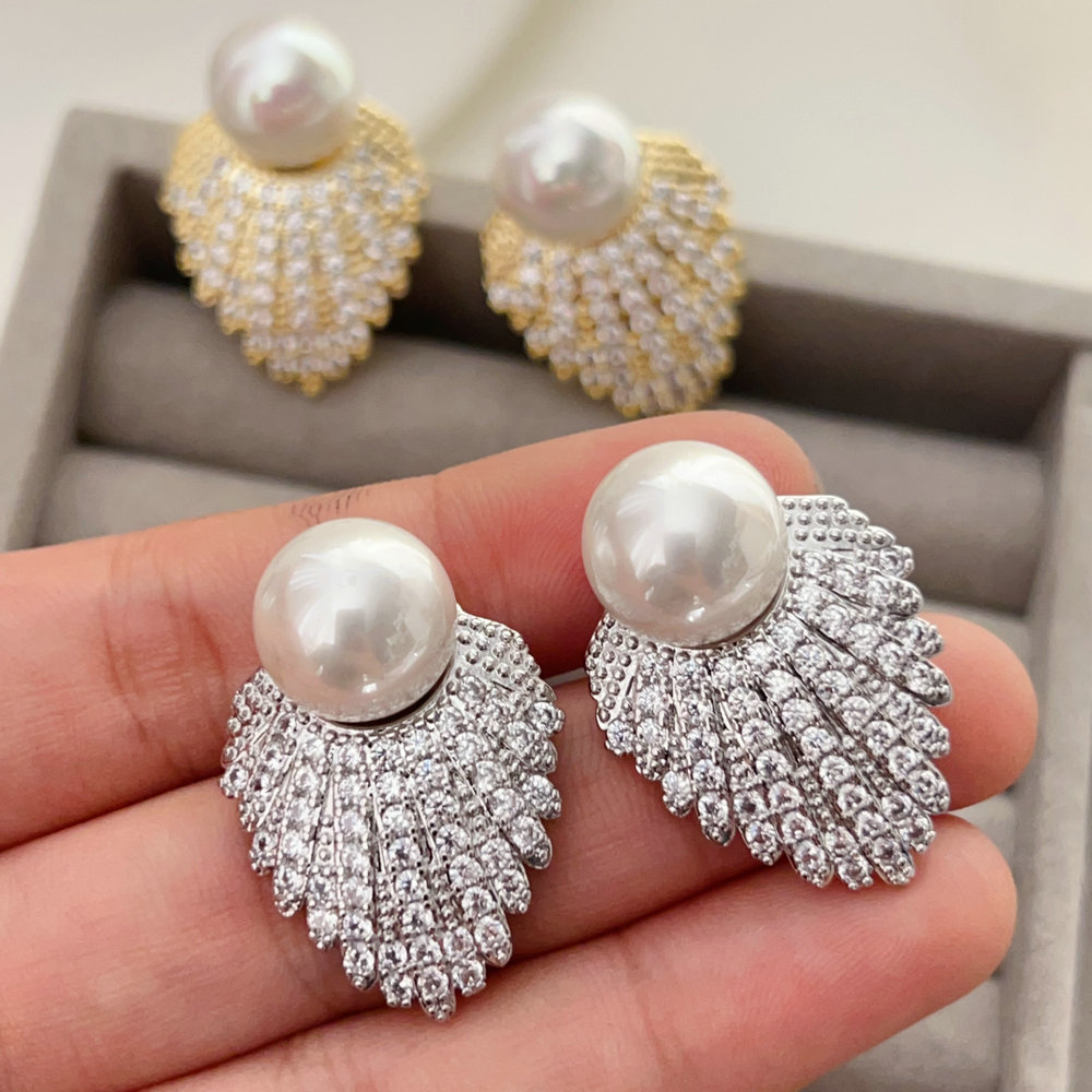 Pave shell shape earrings