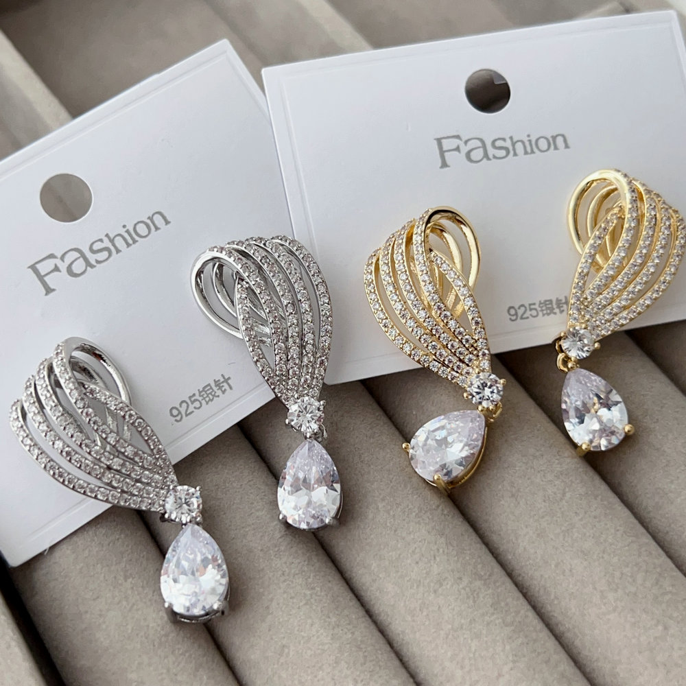 Pave s shape earrings