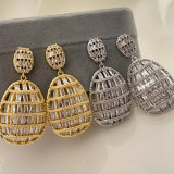 Pave oval earrings