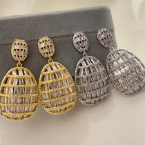 Pave oval earrings