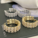 Pave three lin zircon hoop