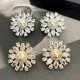 Pave flower earrings