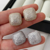 Pave square earrings