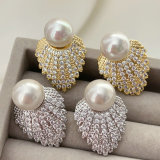 Pave shell shape earrings