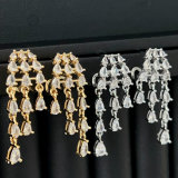 Pave zircon chain earrings