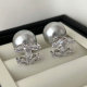 Channel grey pearl earrings