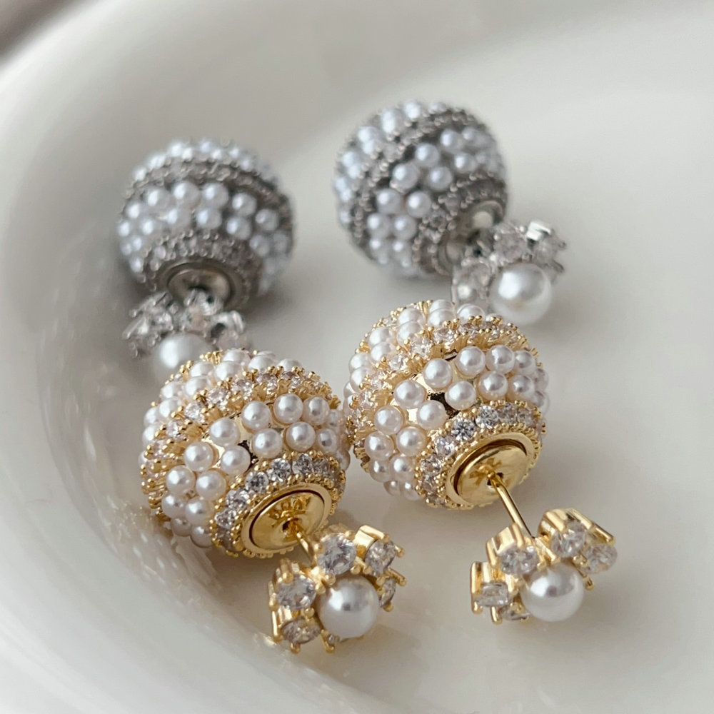 Pearl ball earrings