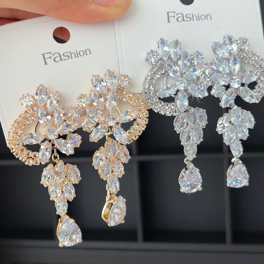 Pave flower earrings