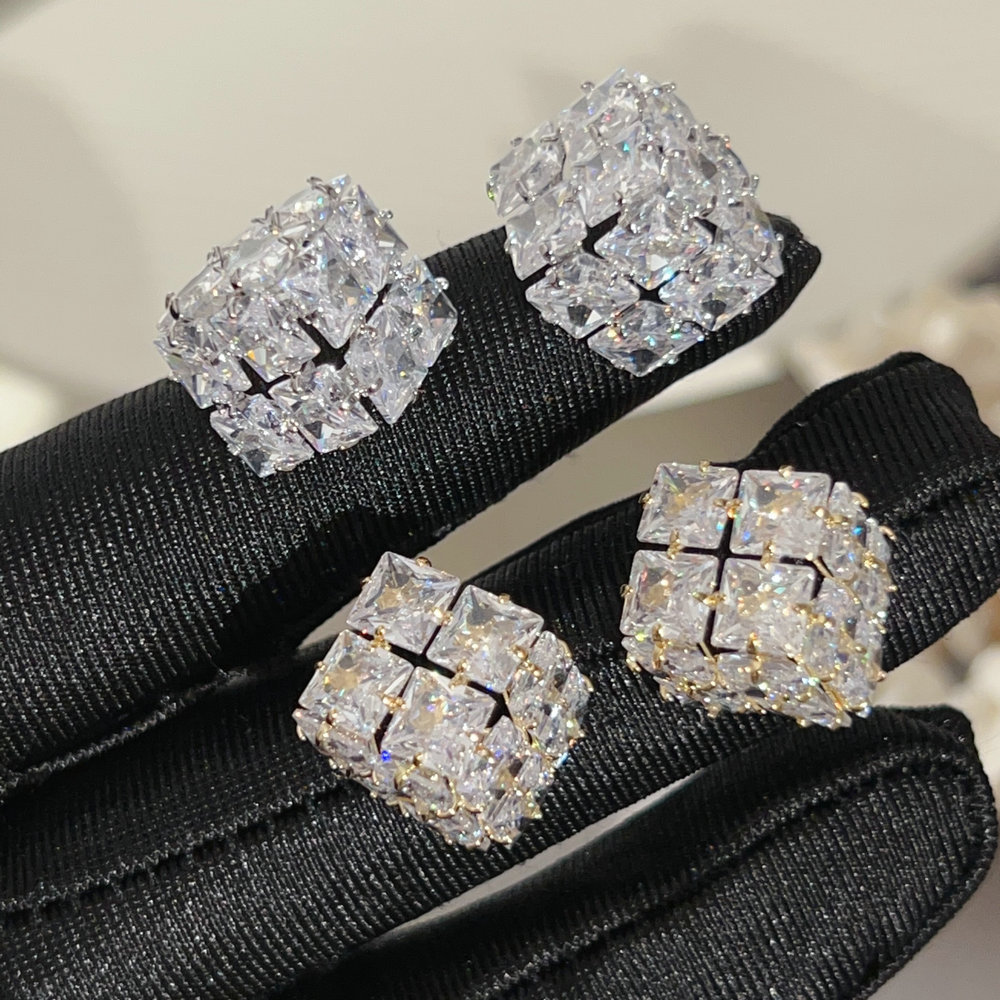 Pave dice earrings