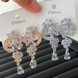 Pave flower earrings