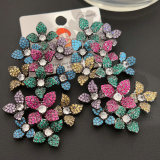 Pave flower chunky earrings
