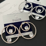 Round zircon earrings