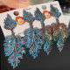 Pave color zircon leaf earrings