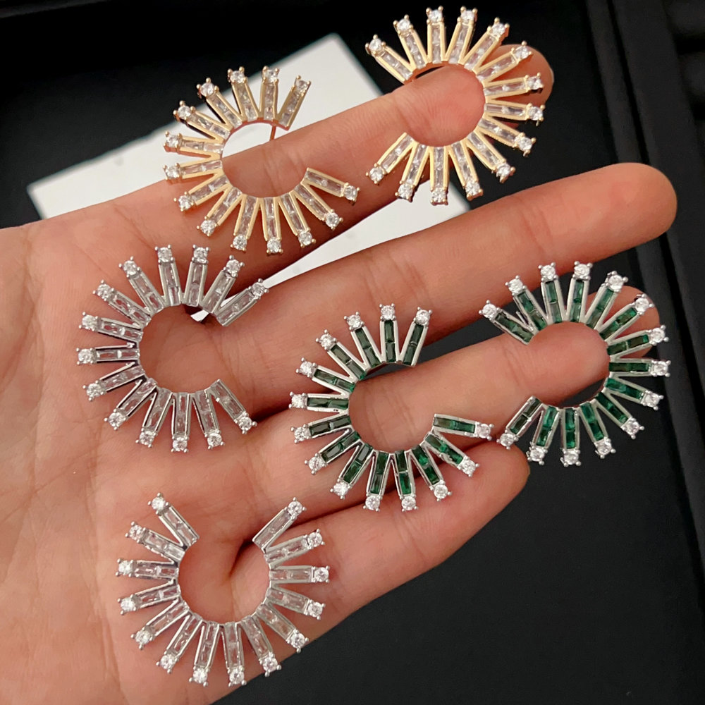 Pave fan earrings