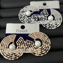 Pave zircon round earrings