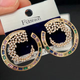 Pave colorful round earrings
