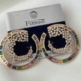 Pave colorful round earrings