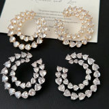 Pave zircon heart earrings